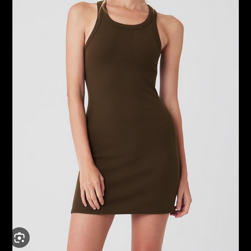 Alo Yoga Ribbed Mini Dress Espresso